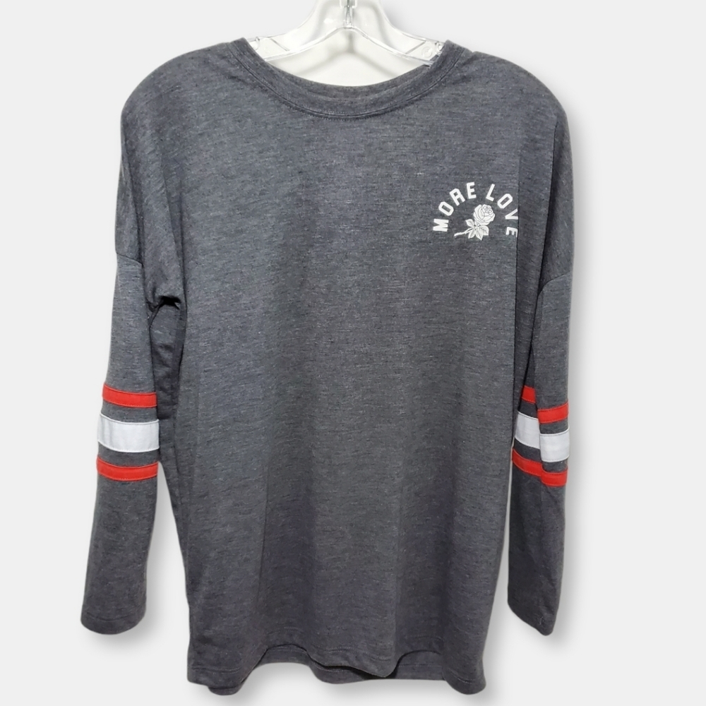 Mighty Fine Gray Long Sleeve More Love Shirt Size Small